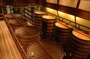 Large casks in Sonoma winery