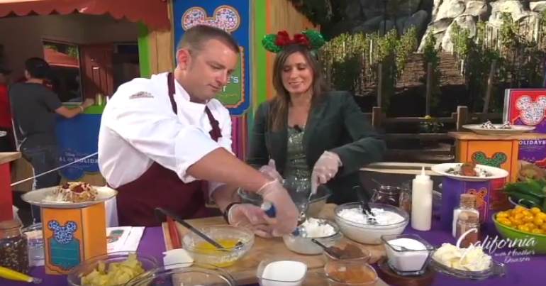 Disneyland Resort Chef Caine Littrell shows our Audra Stafford how to bake a tasty holiday treat