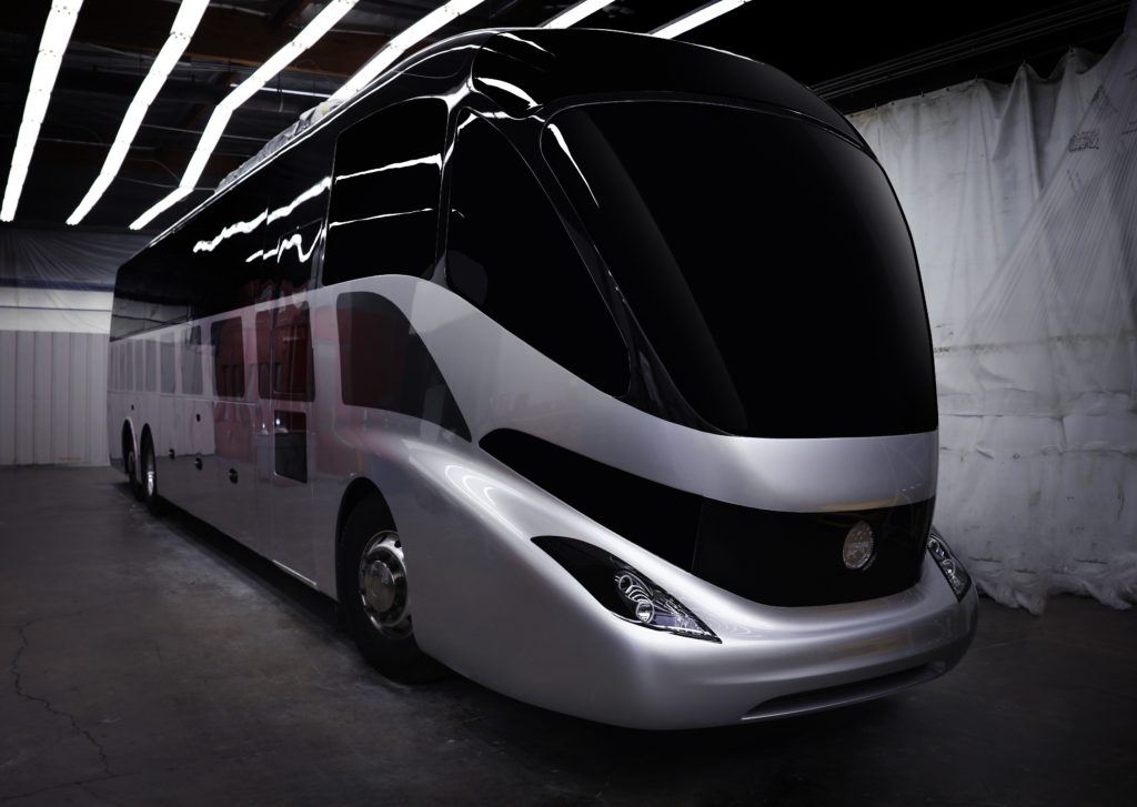 The first lithium battery powered electric bus unveiled in Fountain Valley, CA