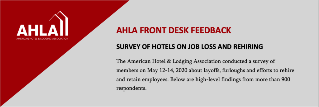 ICYMI: Survey-9 out of 10 hotels have laid off or furloughed staff, only one third able to rehire
